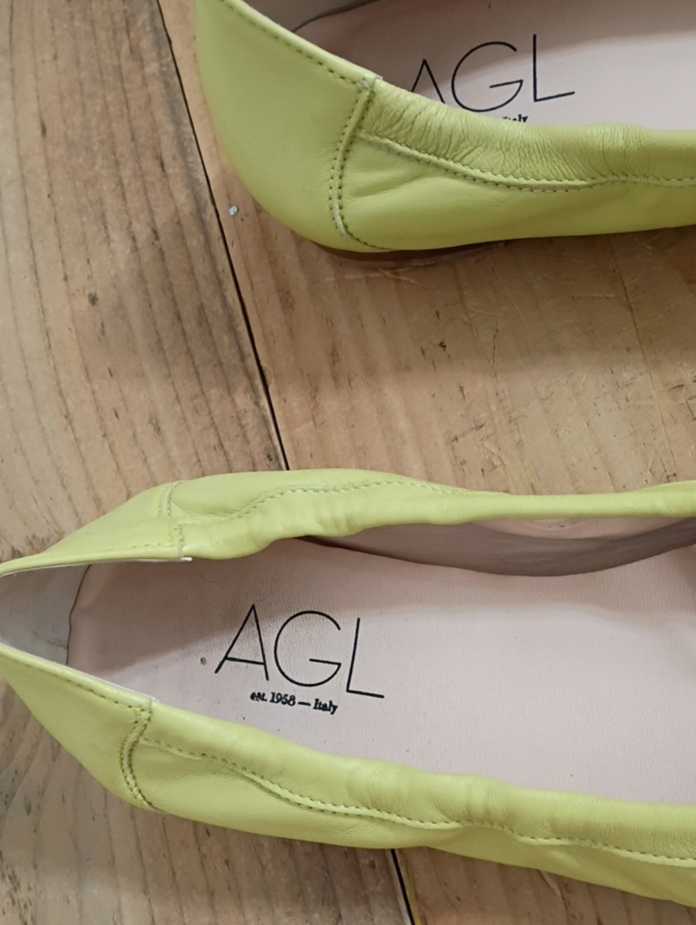 AGL Monika Yellow Python Cap Toe Ballet Flat Size 42 Made in Italy - Picture 2 of 9